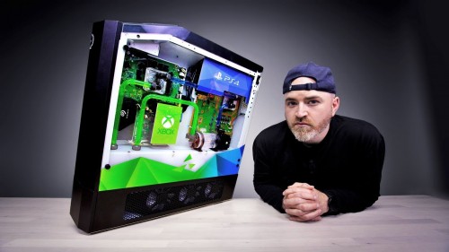 Мощный ПК, Switch, PS4 Pro и Xbox One X с жидкостным охлаждением объединили в одном корпусе — видео Мощный ПК, Switch, PS4 Pro и Xbox One X с жидкостным охлаждением объединили в одном корпусе — видео